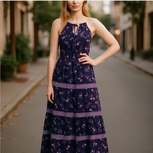 GAP Long flower print sexy bohemian tassel hippie chic flowy stripe pattern sz M